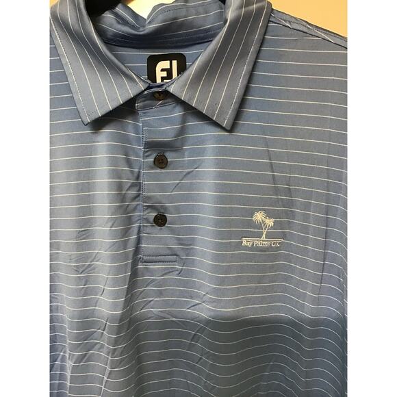FJ FootJoy ProDry Light Blue Striped Self Collar Stretch Polo Shirt‎ XL - Picture 3 of 9